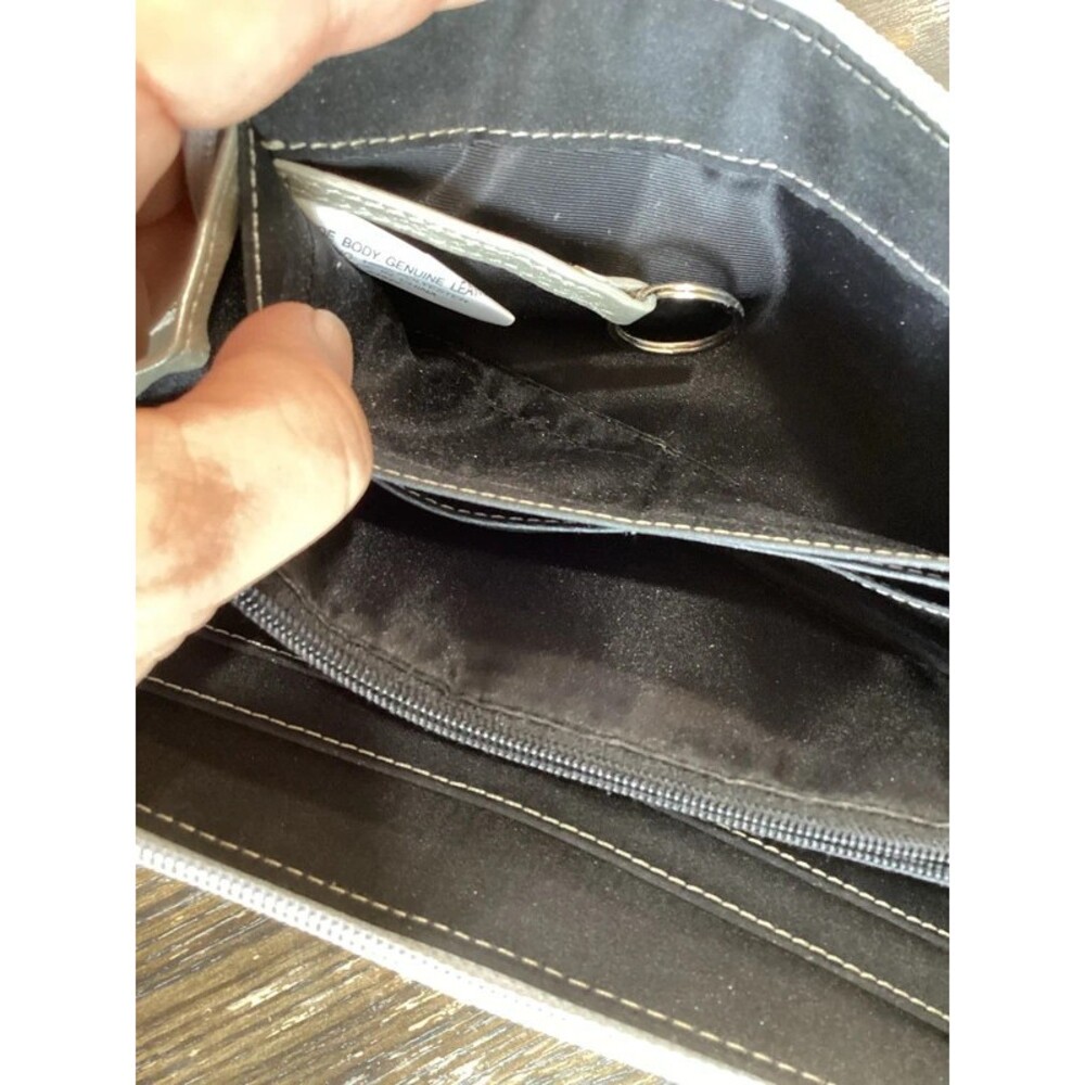 Tignanello Silver Leather Long Zip Around Wallet with Key Ring - Picture 6 of 11